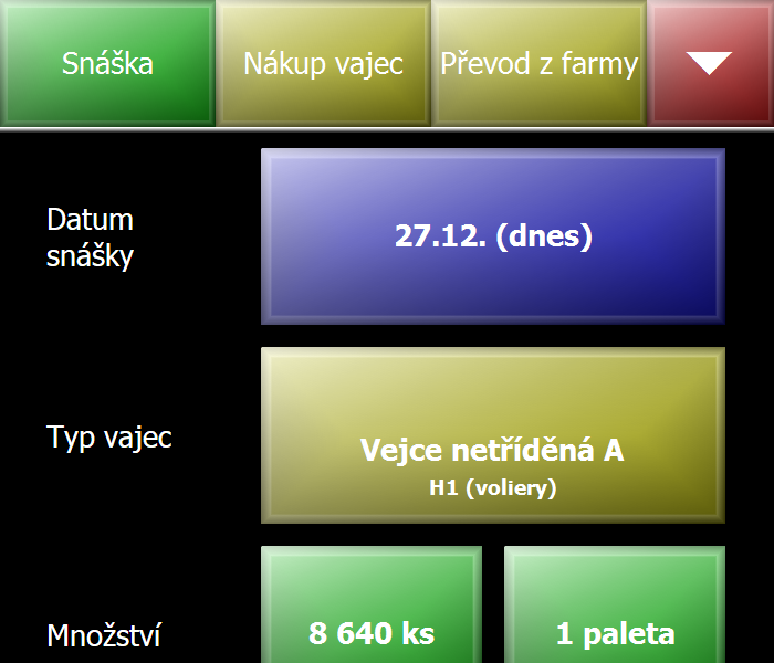 Zlatá Vejce dotykový sklad